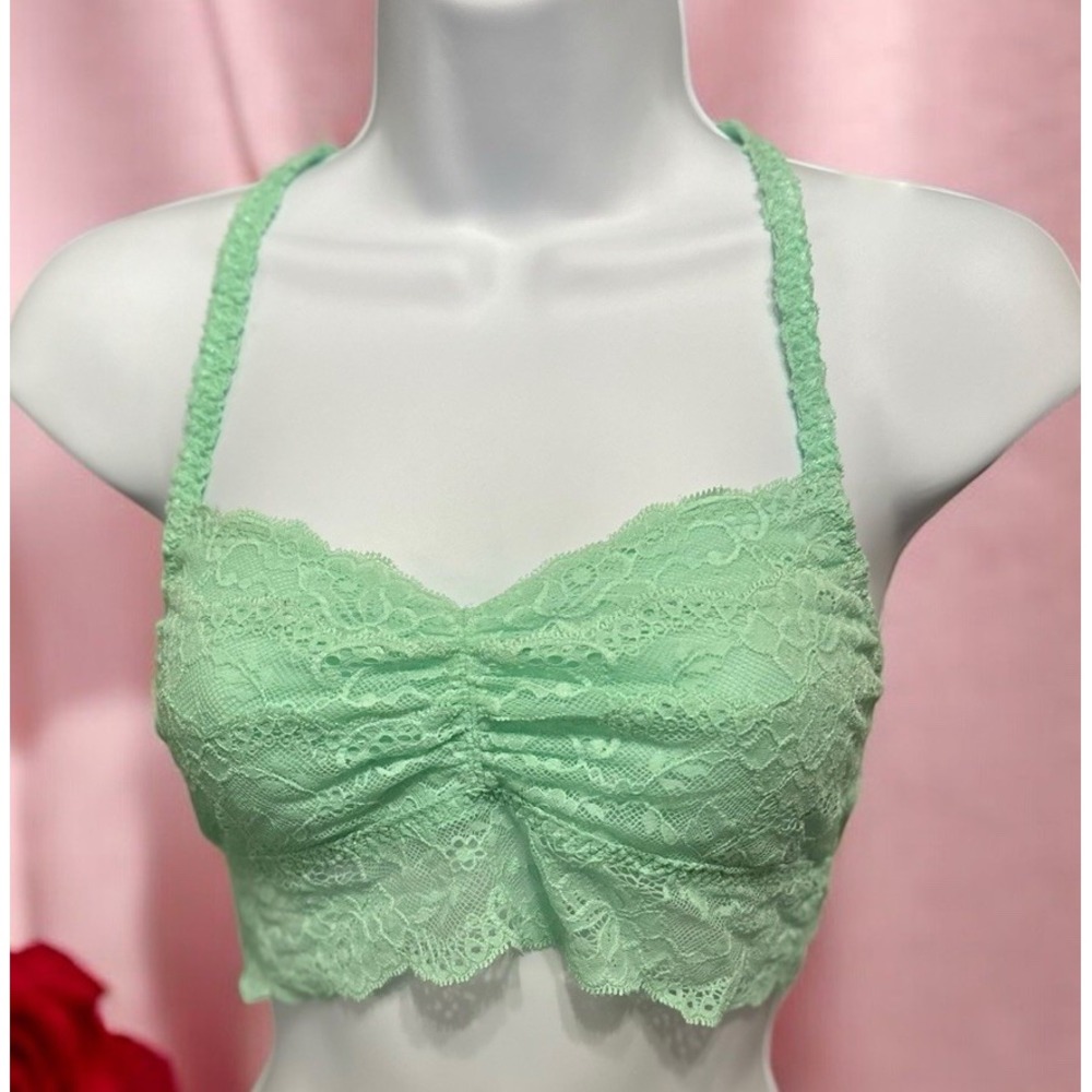 NWOT Victoria's Secret PINK Medium Mint Green Bralette Lined Wireless Racerback
